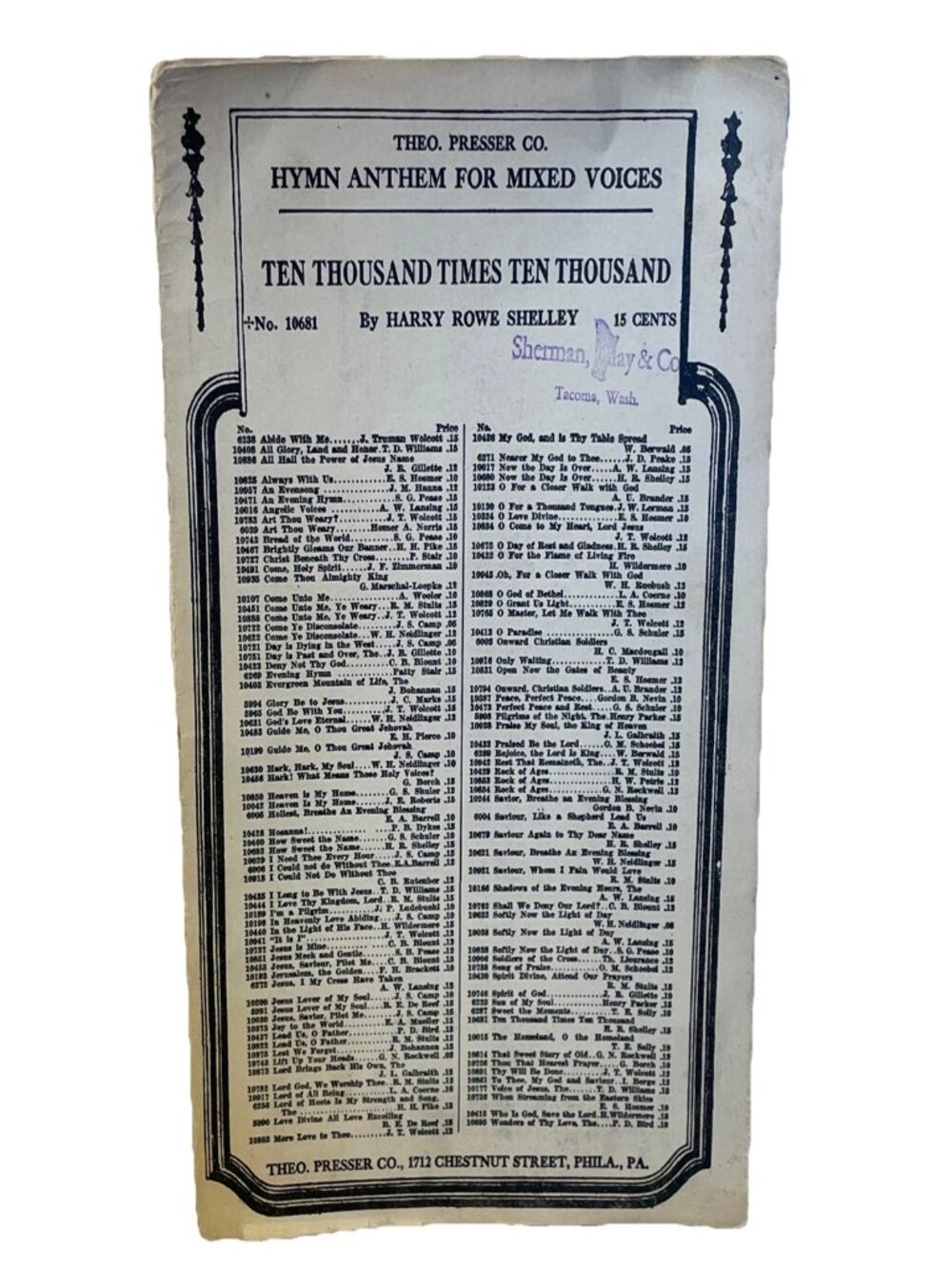 1904 Harry Rowe Shelley Ten Thousand Times Ten Thousand Sheet Music Mixed Voices